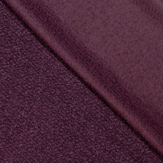 Wool Mix Boucle Fabric - Deep Damson Purple