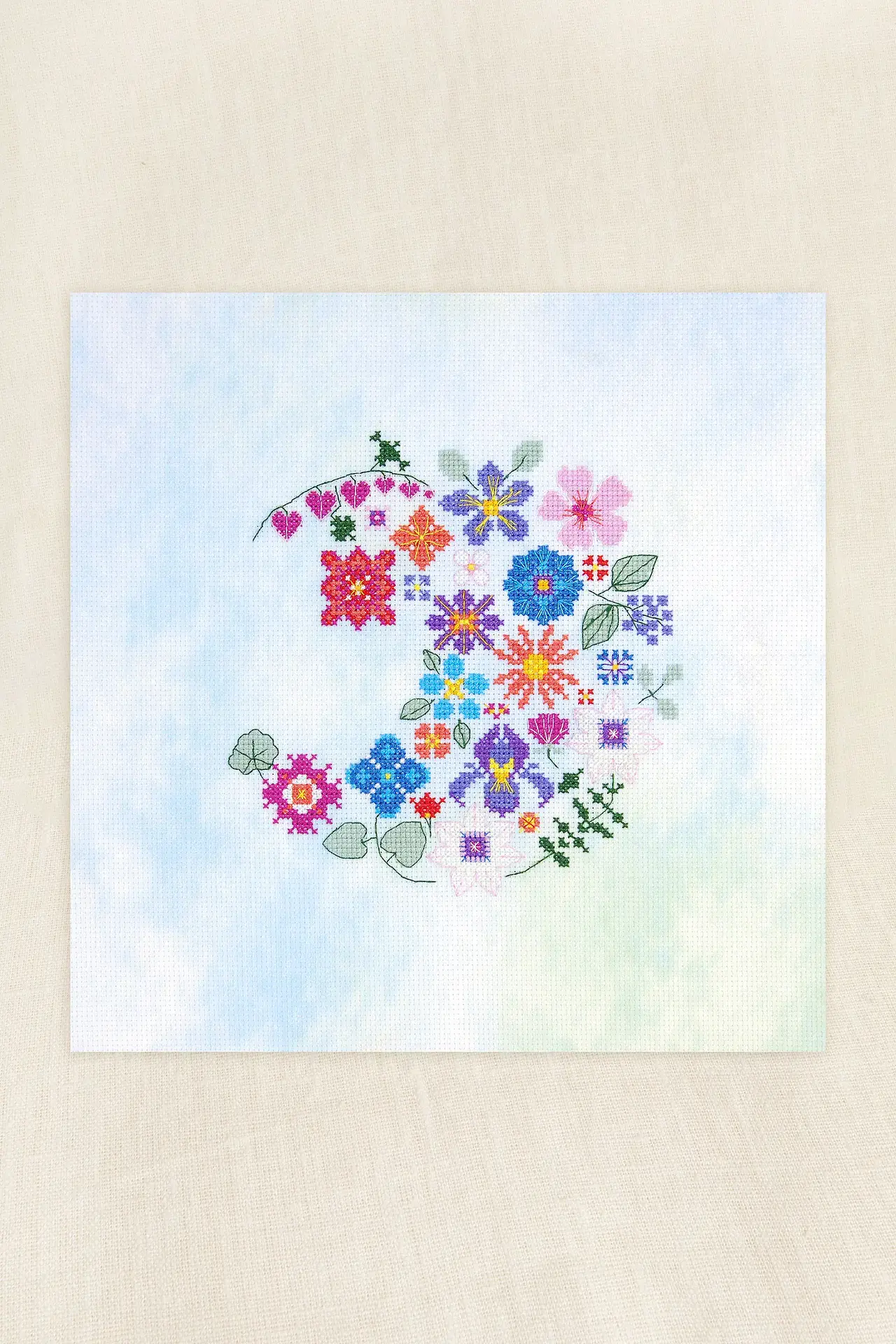 Cross Stitch Kit -  DMC  - Floral Moon By Marie-Dominique Procurer