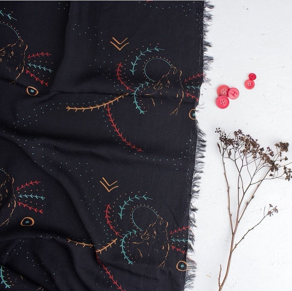 Thumbnail: Tencel Lyocell - Roo-tid Fabrics - Find Your Wild - Wolf On Black Print