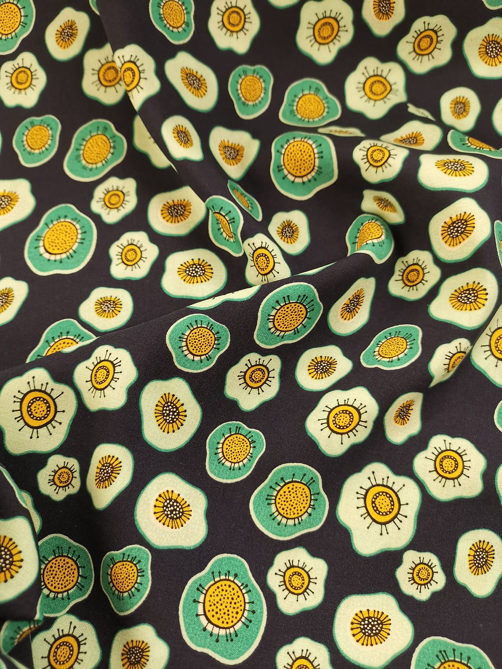 Woven Viscose - Abstract Print - Navy And Multi