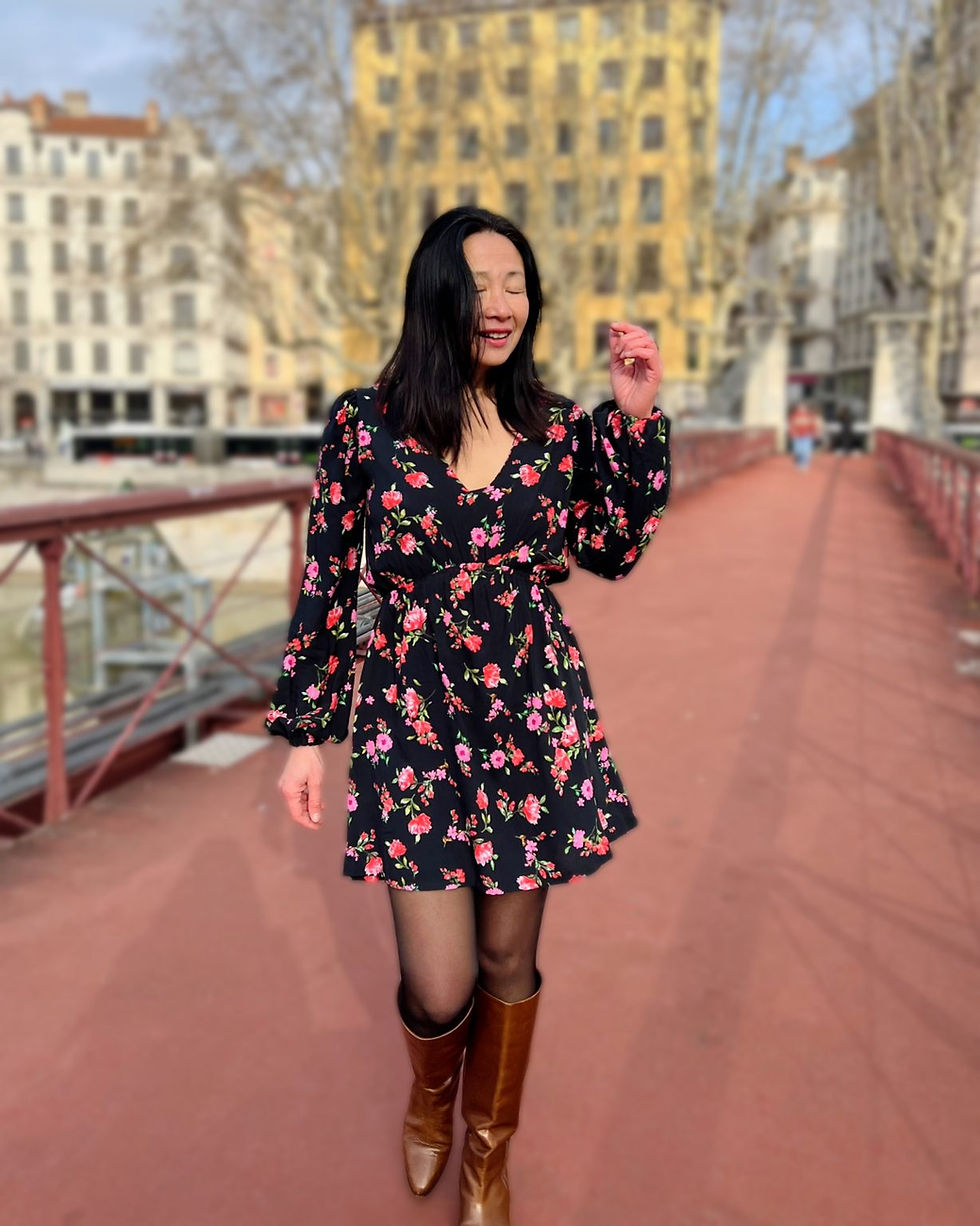 Thumbnail: Viscose Crepe - My Dress Made - Ruby - Floral Print - Black And Multi