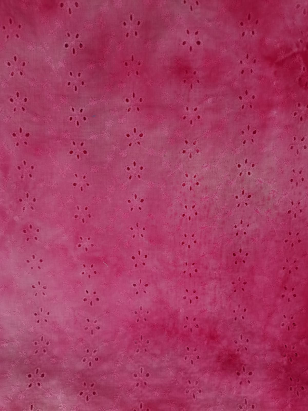 Dress Fabric -  Broderie Anglais - Tie Dye Print - Pink 