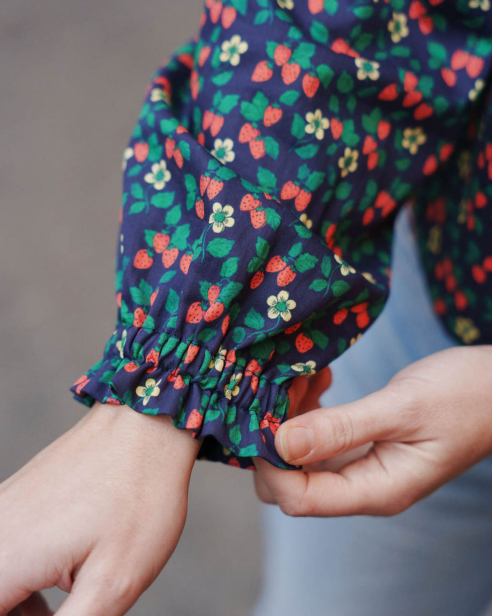 Thumbnail: Woven  Satin Viscose - Lise Tailor - Mara Des Bois - Floral Print - Navy & Multi