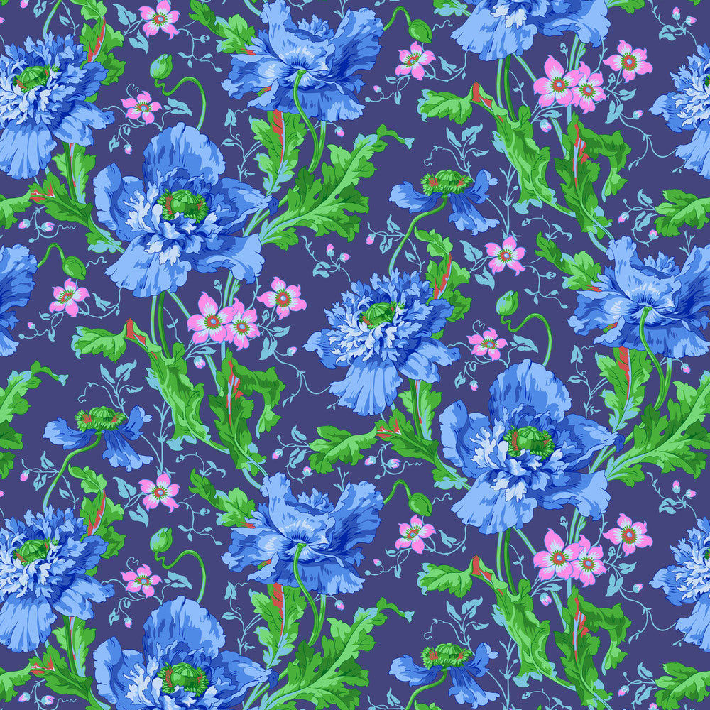 Woven Cotton - Kaffe Fassett For Free Spirit - Papaver -Navy Blue - PWPJ127