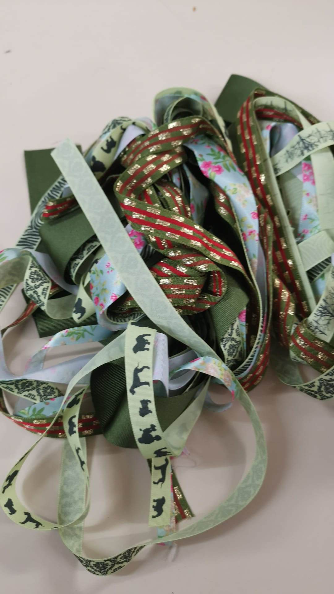 Ribbon Bundle -  Green Tones -  20 Meters  Approx - Please Read Descriptio