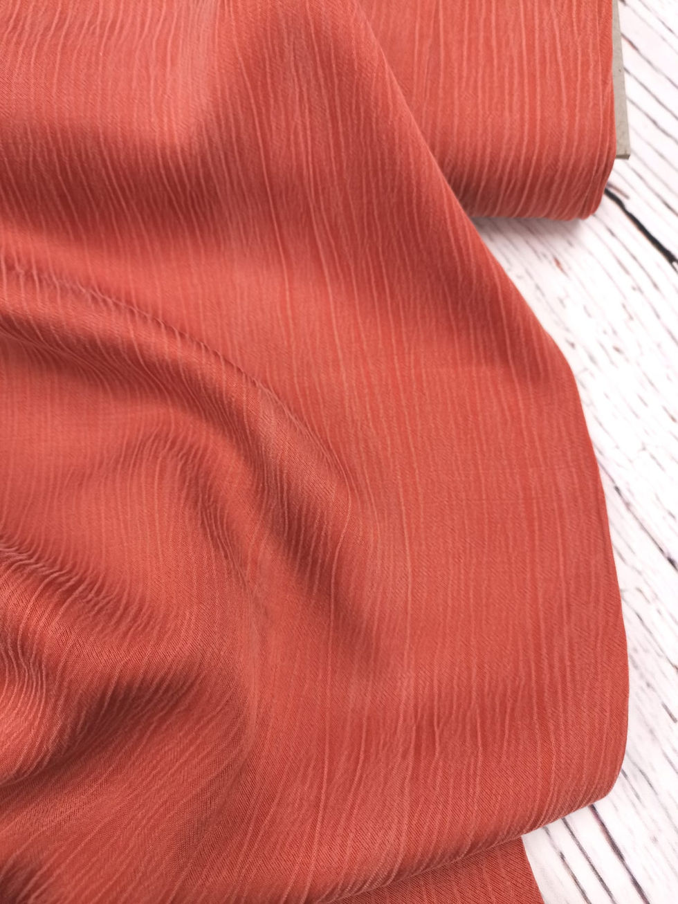 Thumbnail: Dress Fabric - Deadstock - Cupro Viscose - Self Print - Sienna Coral