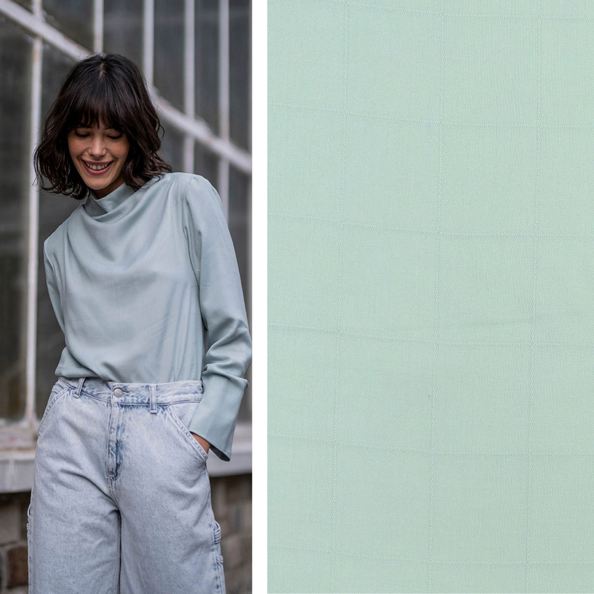 Dress Fabric - Fibre Mood - Jacquard Lyocell - Mint Green - FM320093-822