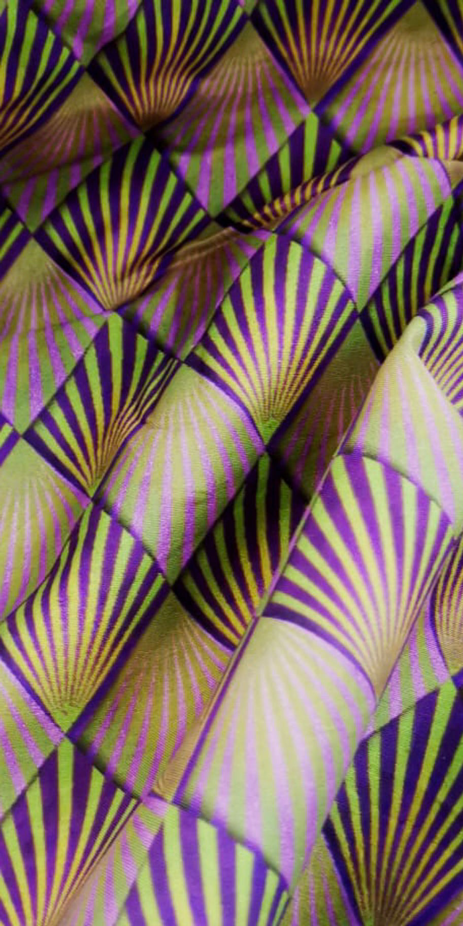Thumbnail: Cotton Lawn  - Graphic Print - Lime & Purple 