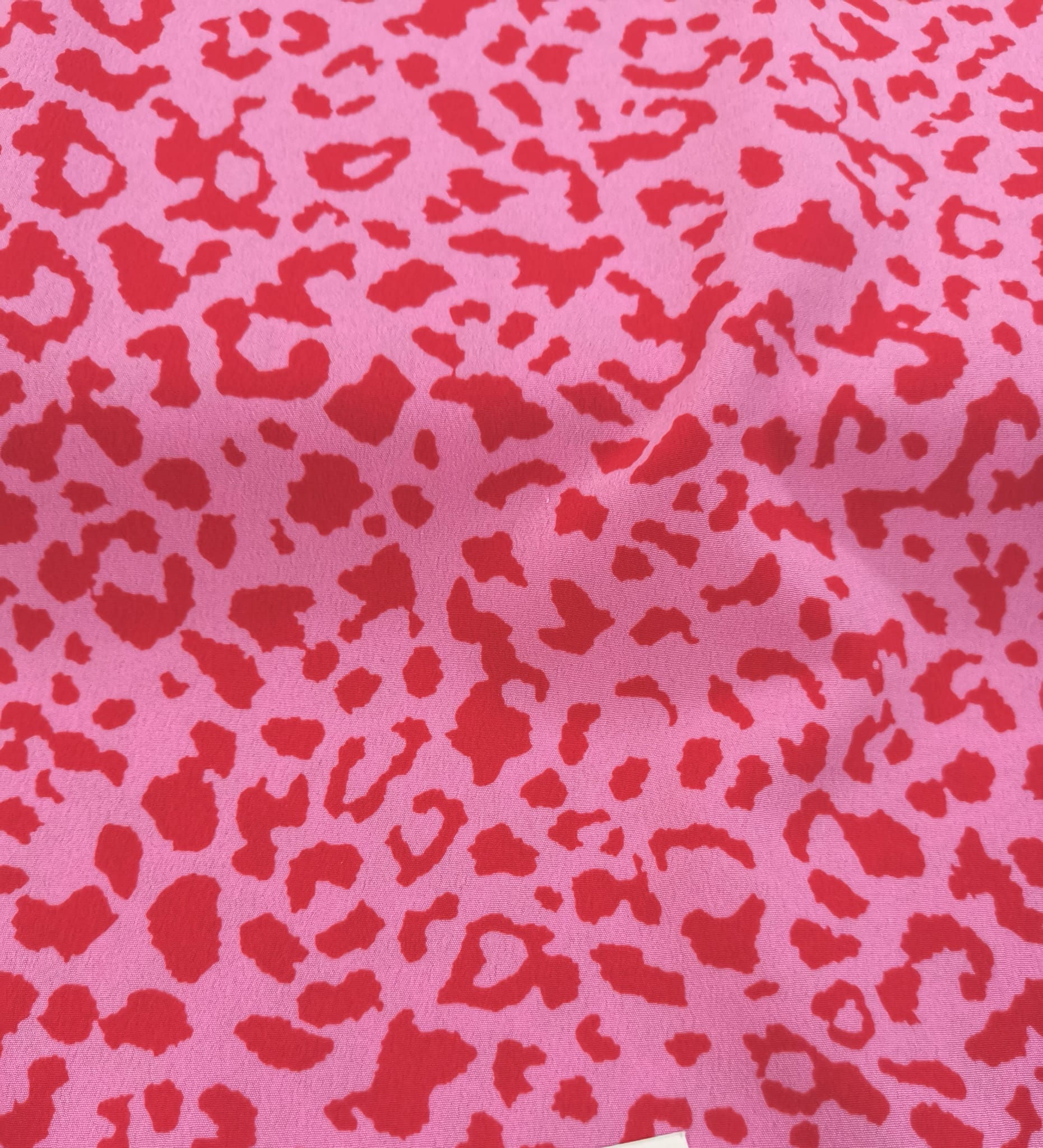 Woven Poly Crepe - Animal Print - Pink & Red