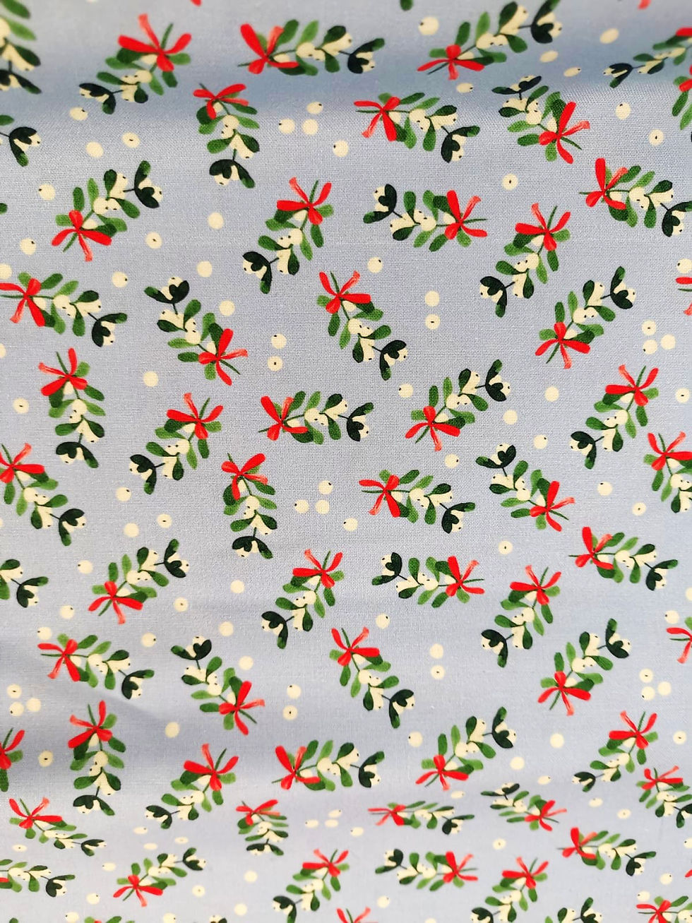 Thumbnail: Quilting Cotton - Lewis & Irene - Bluebellgray FaLaLa - Mistletoe  Christmas