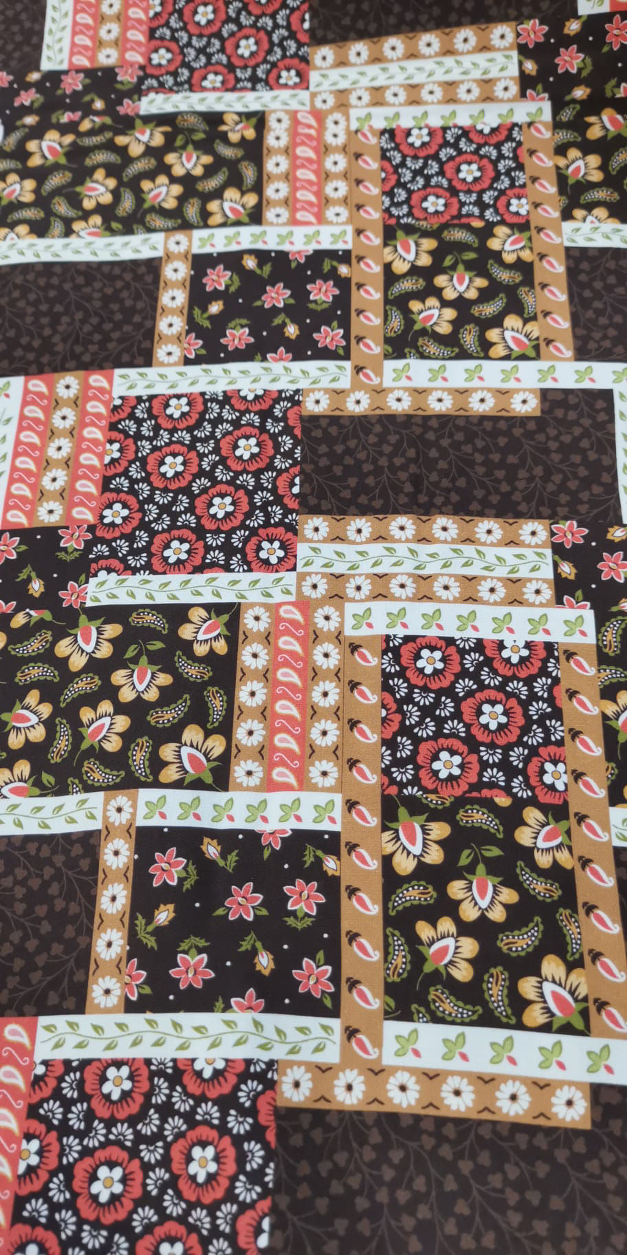 Thumbnail: Woven Viscose - Kimberley Hind  - Folk Bloom - Patchwork Floral Collage - Multi