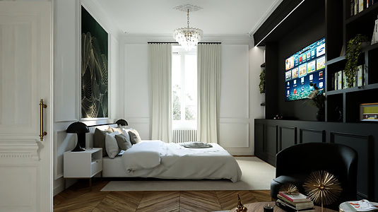 Image 3D réaliste -Chambre parisienne
