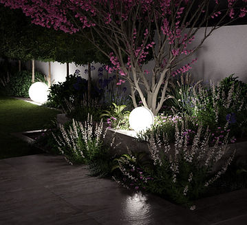 Vue 3D de nuit - Jardin de particulier