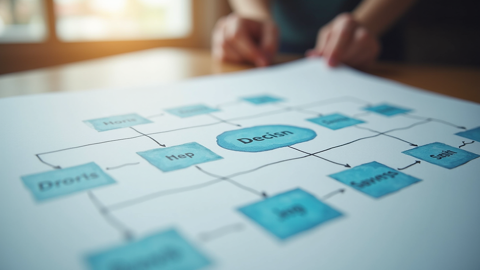 Close-up view of a decision-making flowchart