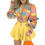 Thumbnail: Patterned Set ColorBlock Sleeve Lantern Croop Top