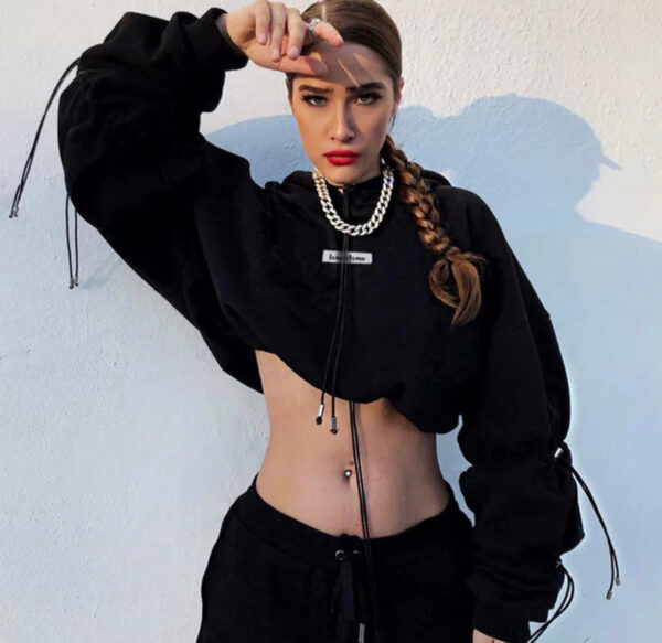 Thumbnail: Women Loose Sweatshirt Oversized Crop Top Streetwear Hooded Sweatshirt