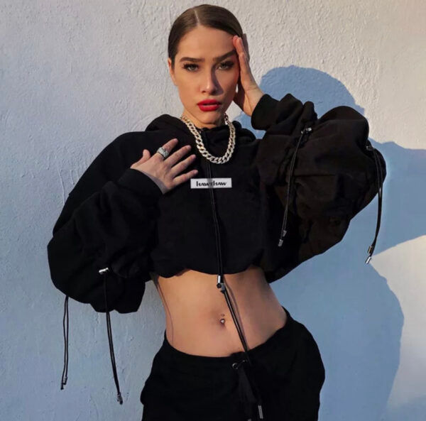 Thumbnail: Women Loose Sweatshirt Oversized Crop Top Streetwear Hooded Sweatshirt