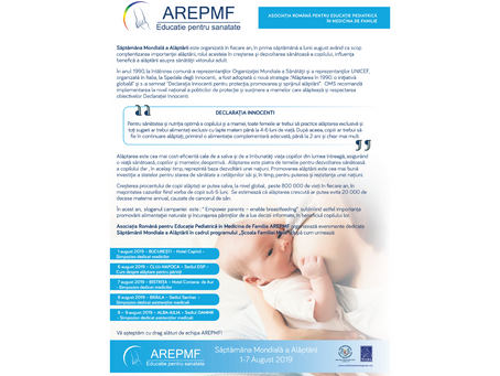 Evenimente regionale dedicate Saptamanii Mondiale a Alaptarii