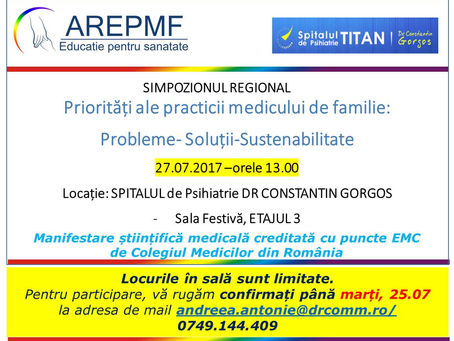 SIMPOZION REGIONAL – BUCURESTI, 27 iulie 2017