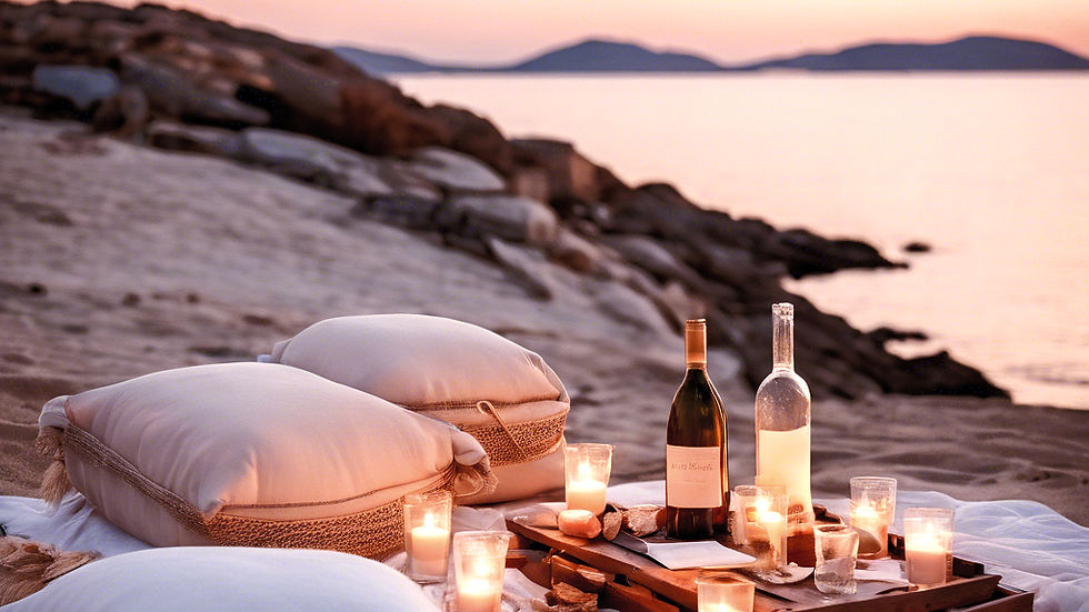Eye-level view of a romantic dinner setup on a terrace