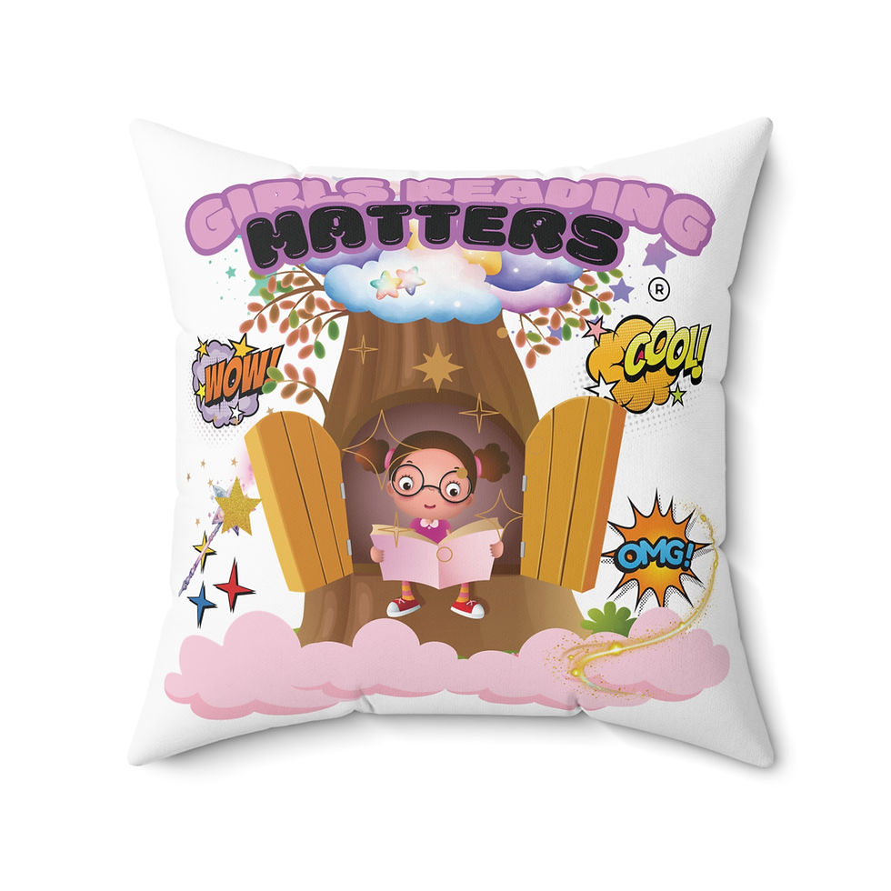 Thumbnail: Spun Polyester Square Pillow - Exclusive Girlsreading Matters Collection
