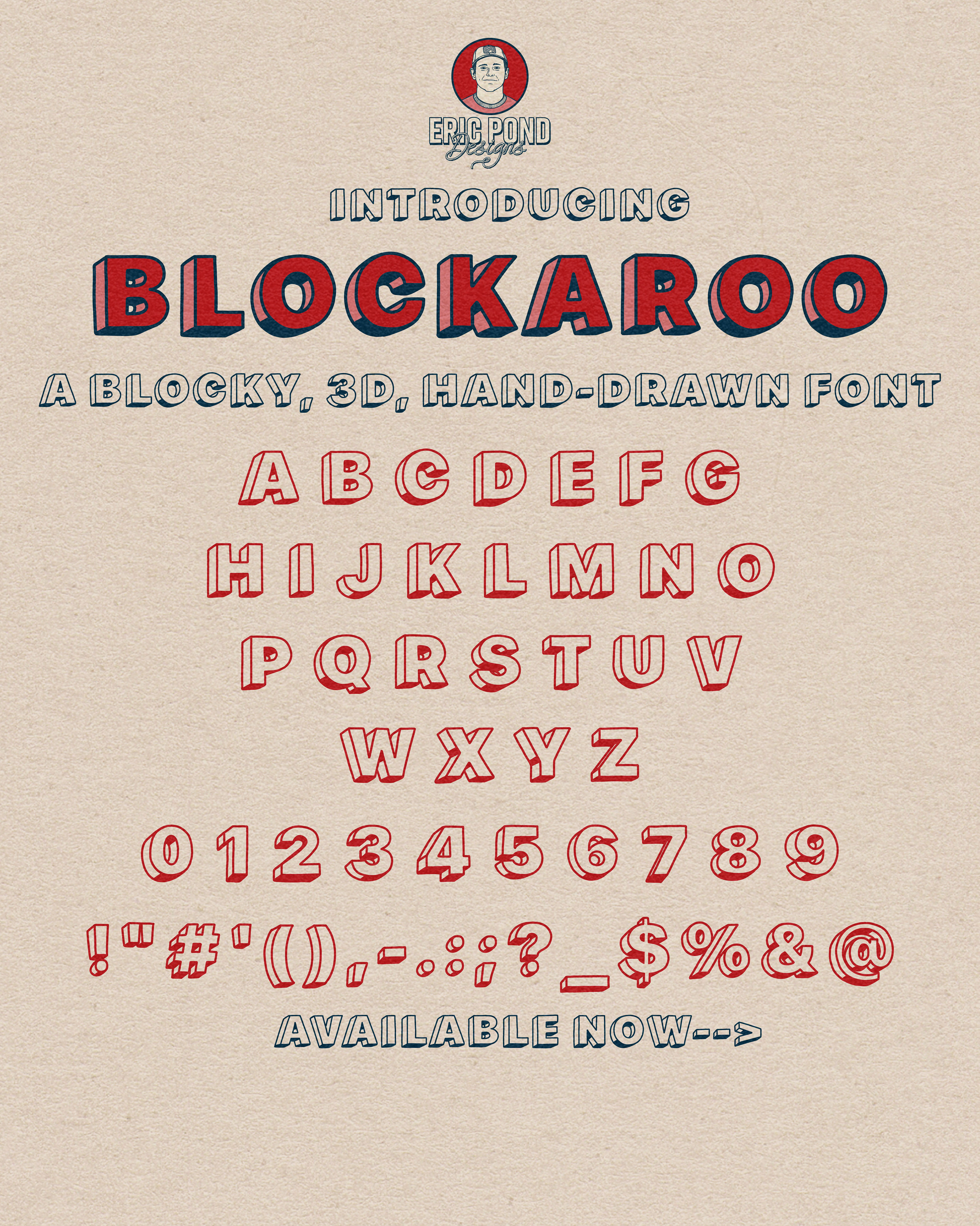 Blockaroo - A Blocky, 3D, Hand-drawn Font