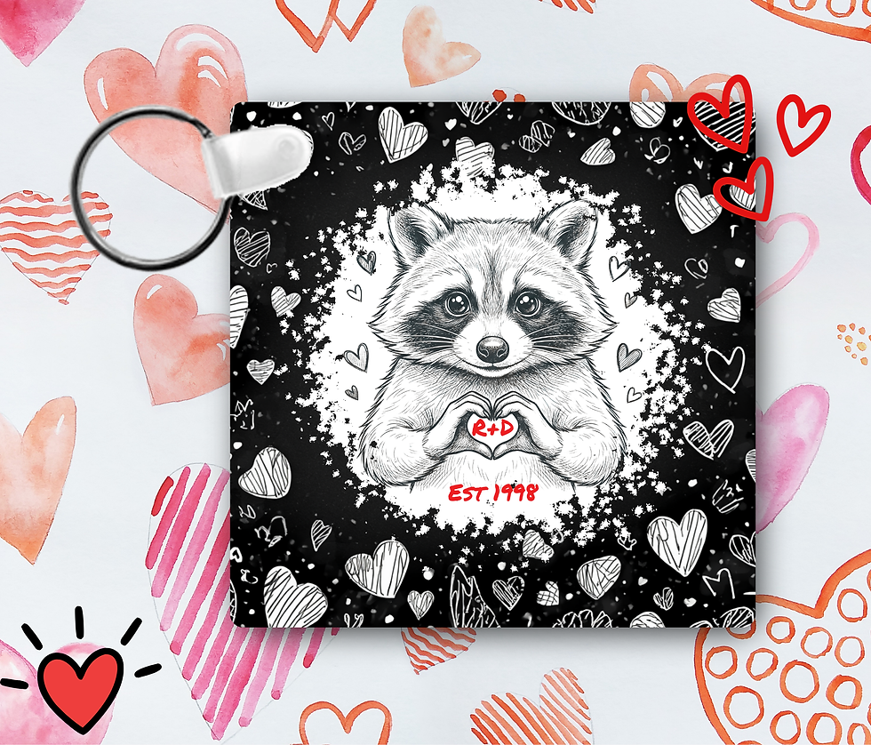 Thumbnail: Personalized Racoon Heart Hands Keychain Acrylic Custom Gift