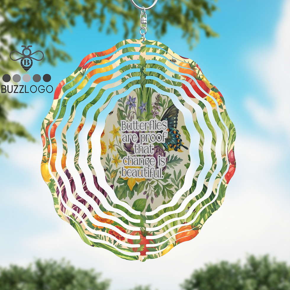 Thumbnail: personalized quote Italian Garden butterfly aluminum wind spinner 8" and crystal accent details