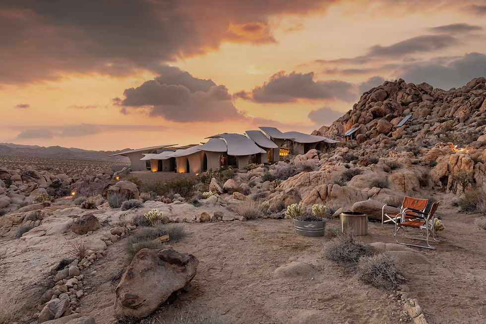 Modern desert house at sunset for a photoshoot location