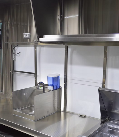 Stainless steel food truck interior
