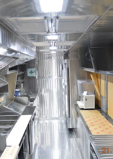 Stainless steel food truck interior