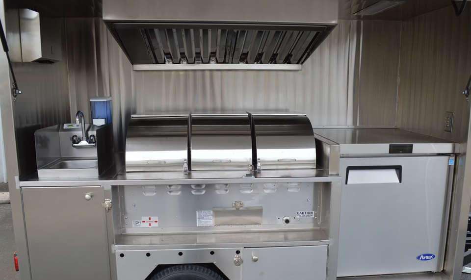 Stainless steel food truck interior