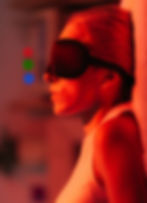 girl in red light therapy