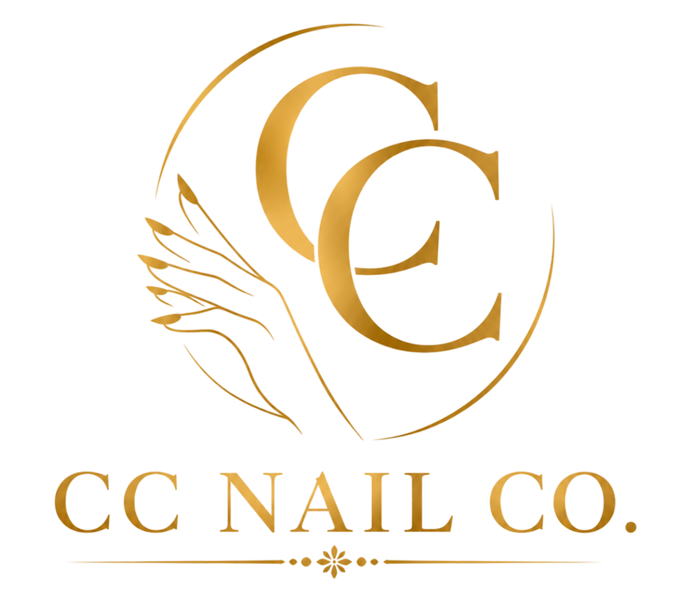 CC Nail Co. gold logo with double C and hand icon