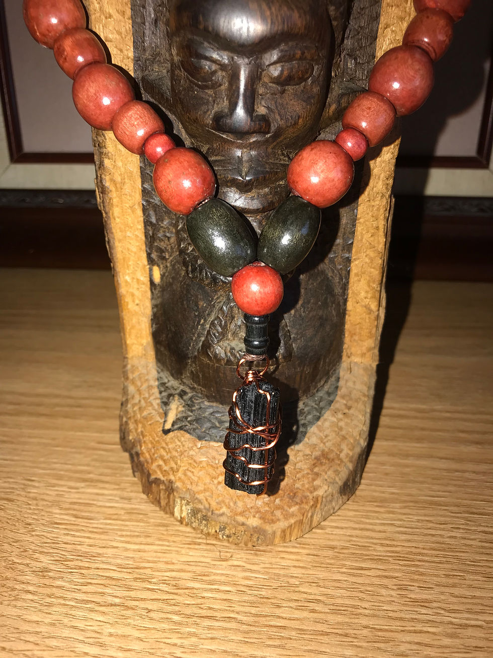 Thumbnail: Blood Moon Vibez Womens Wooden Neck Choker with Black Tourmaline Crystal