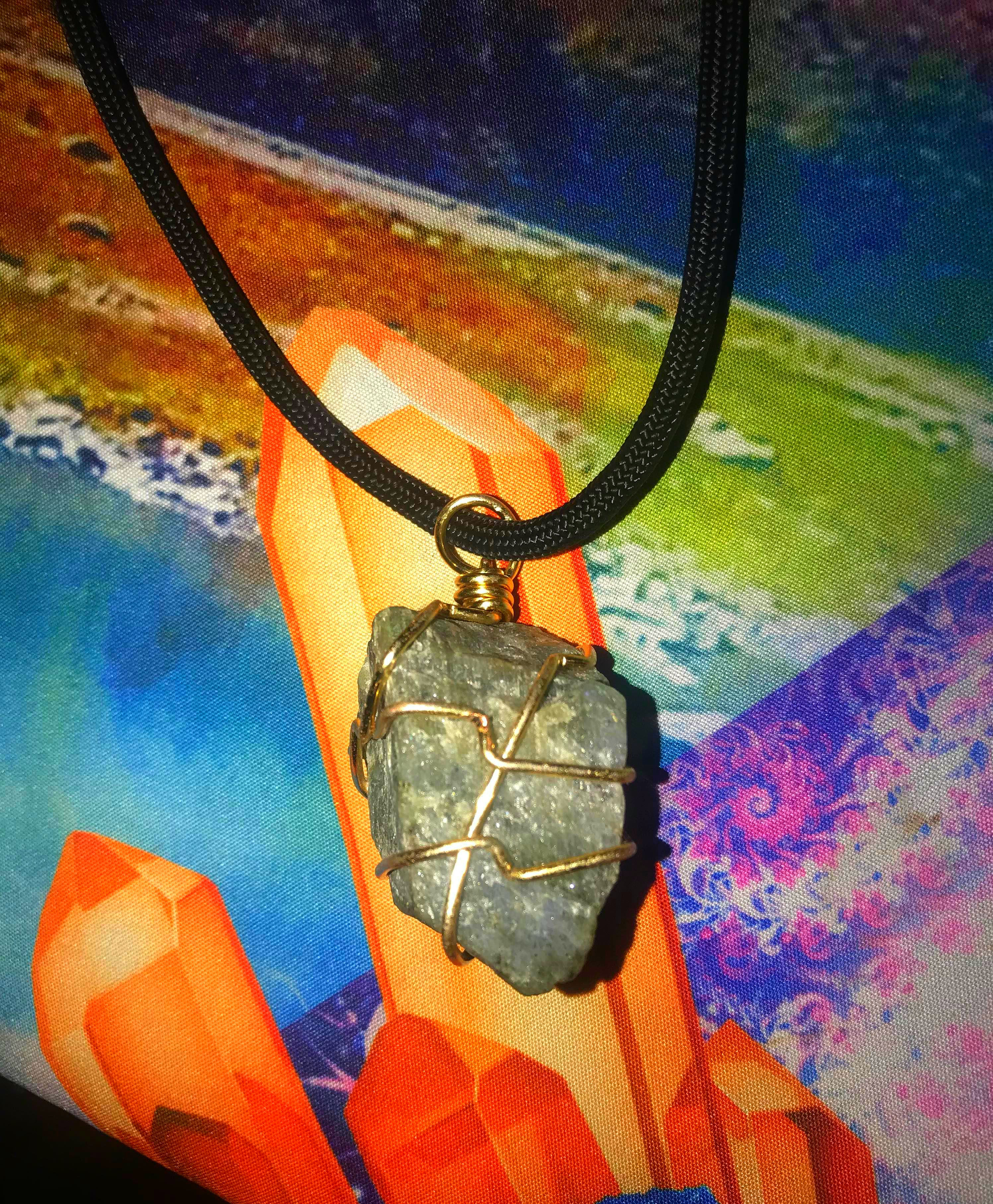 Raw Labradorite Stone Neck Piece
