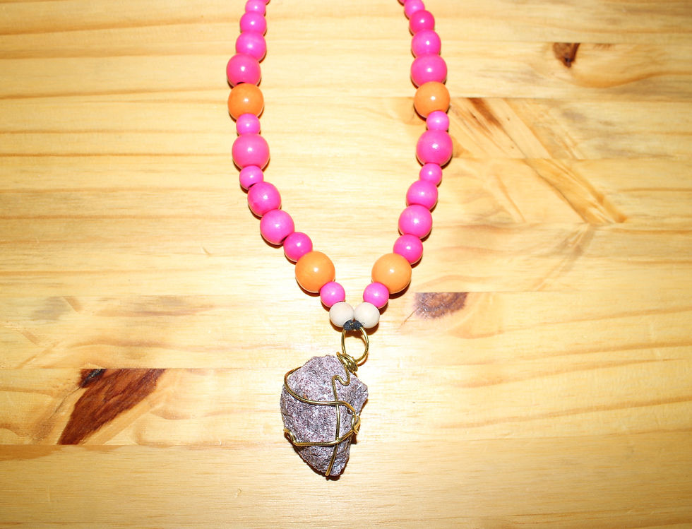 Thumbnail: Pink Sunshine Womens Wooden Choker with Lepidolite Stone