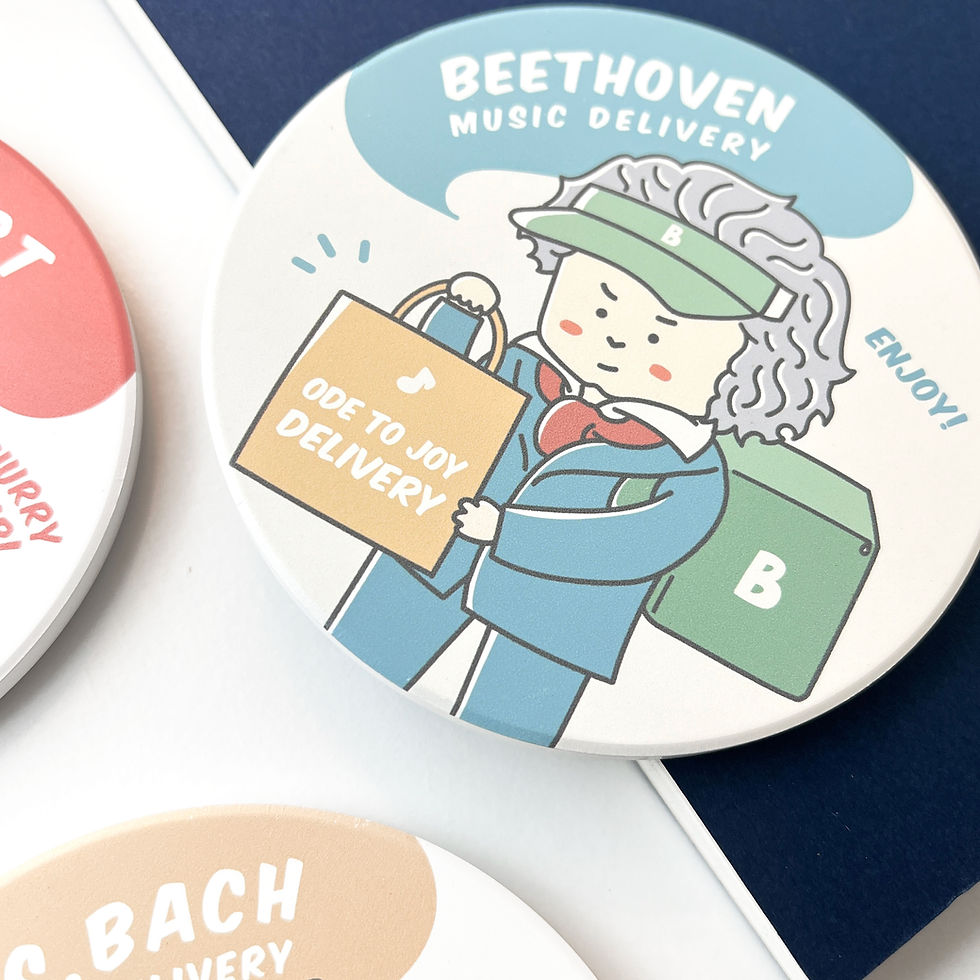 Thumbnail: Ceramic Music Delivery Coaster with Beethoven, 1 unit