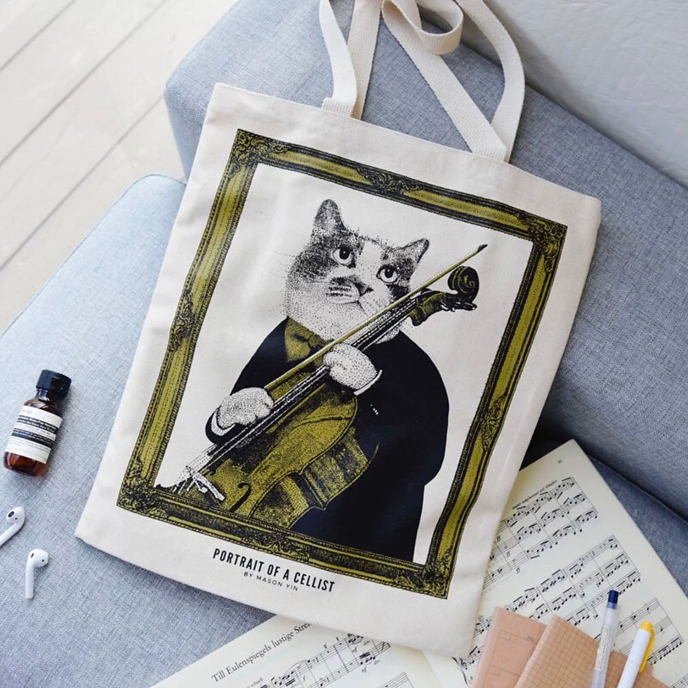 Thumbnail: Classical Cello theme Canvas Bag 100% Cotton