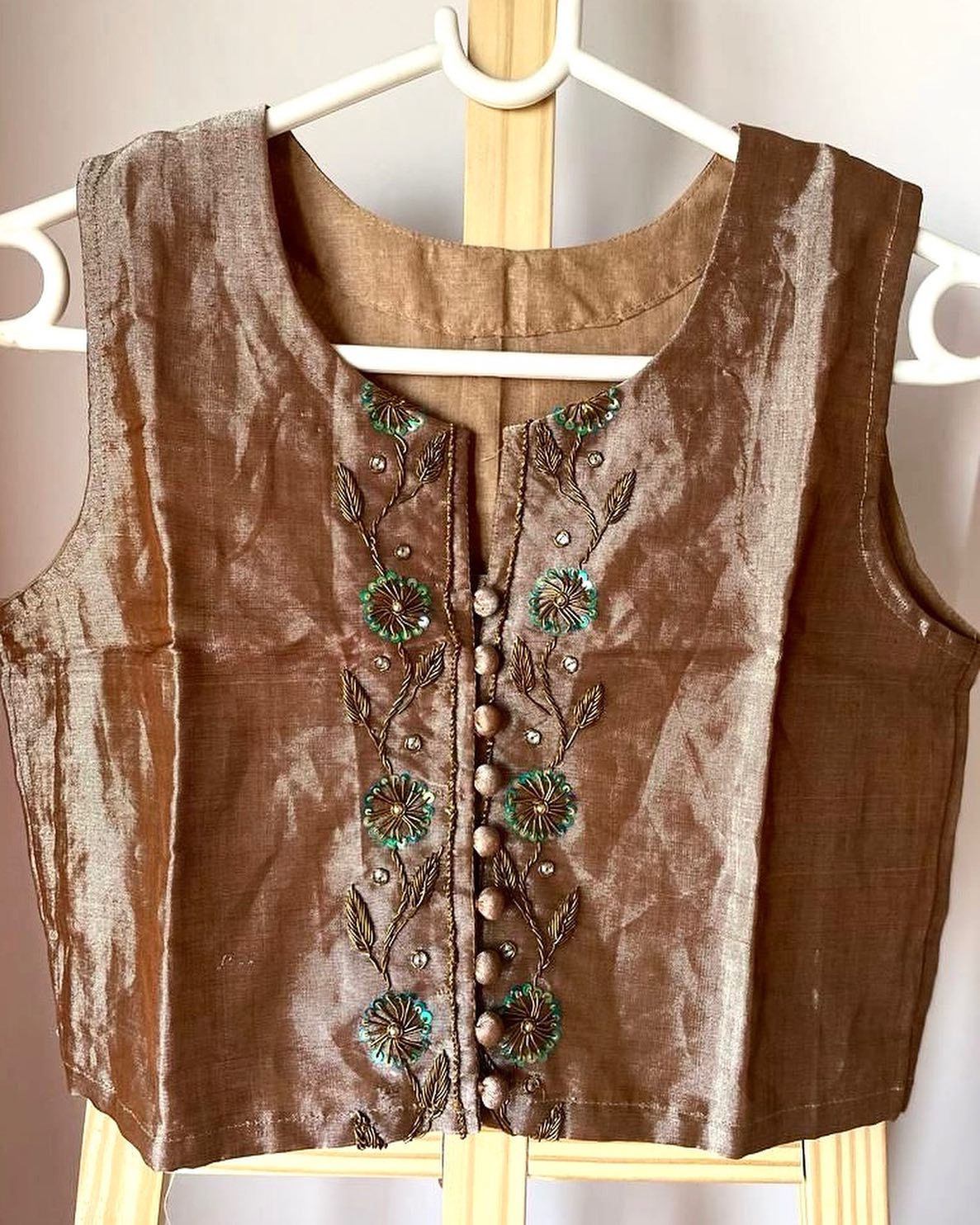 Zardosi Tissue handloom hand embroidered blouse crop top