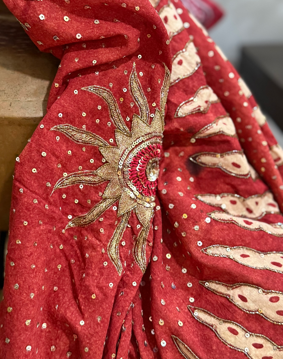 Thumbnail: Kalamkari zardozi mangalgiri museum inspired piece 