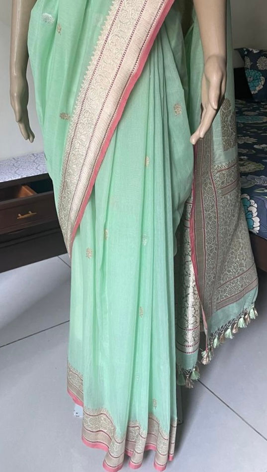 Thumbnail: Banarasi Kadhua cotton zari Koniya buti saree