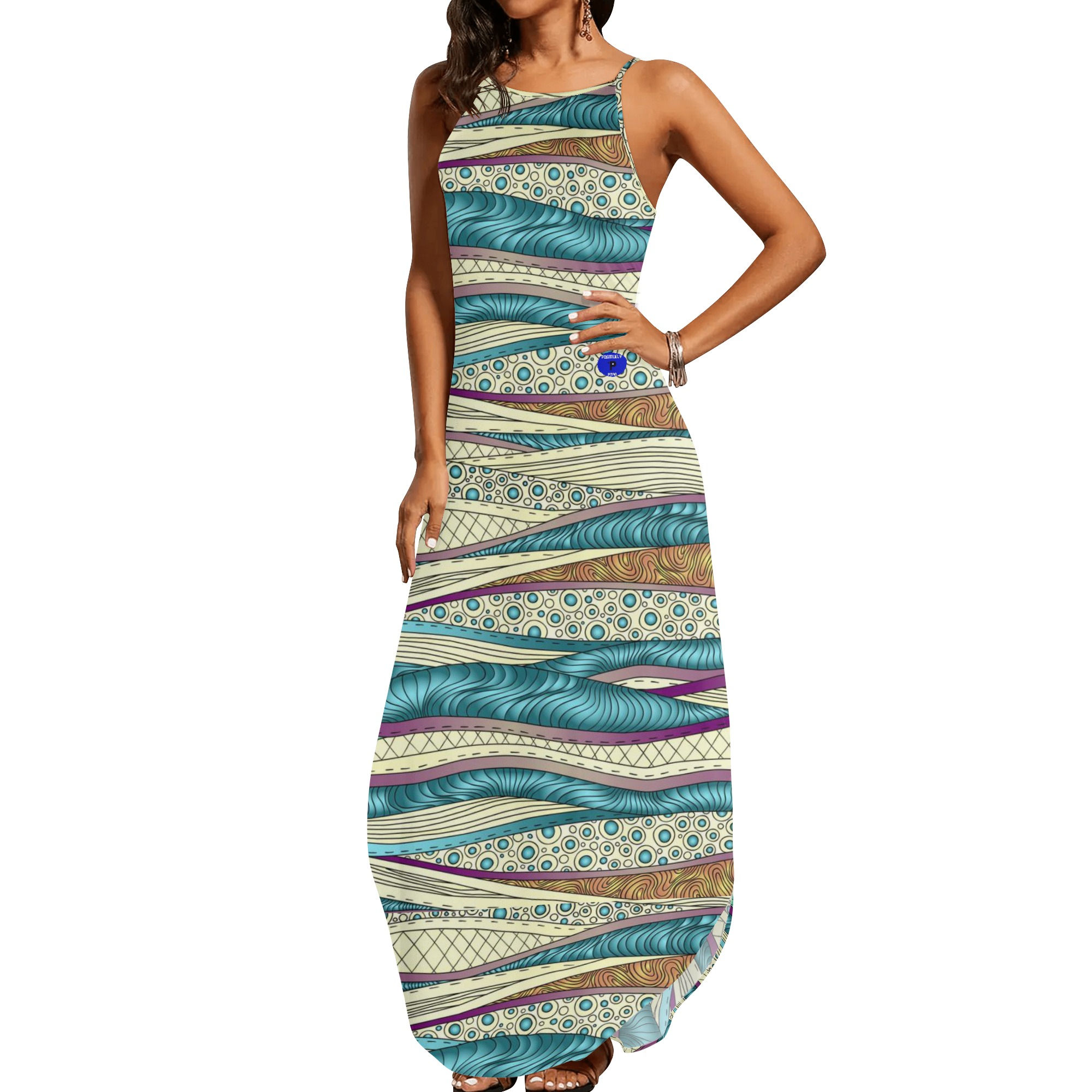 Ethic patterns intwined Women's Elegant Sleeveless Evening Dress.