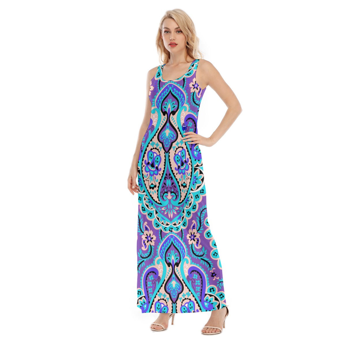 Geometric Print Women's Vest Dress | Length To Ankle. (SPI)