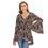 Thumbnail: PNG Floral Print Women's V-neck Blouse With Flared Sleeves. (SPI)