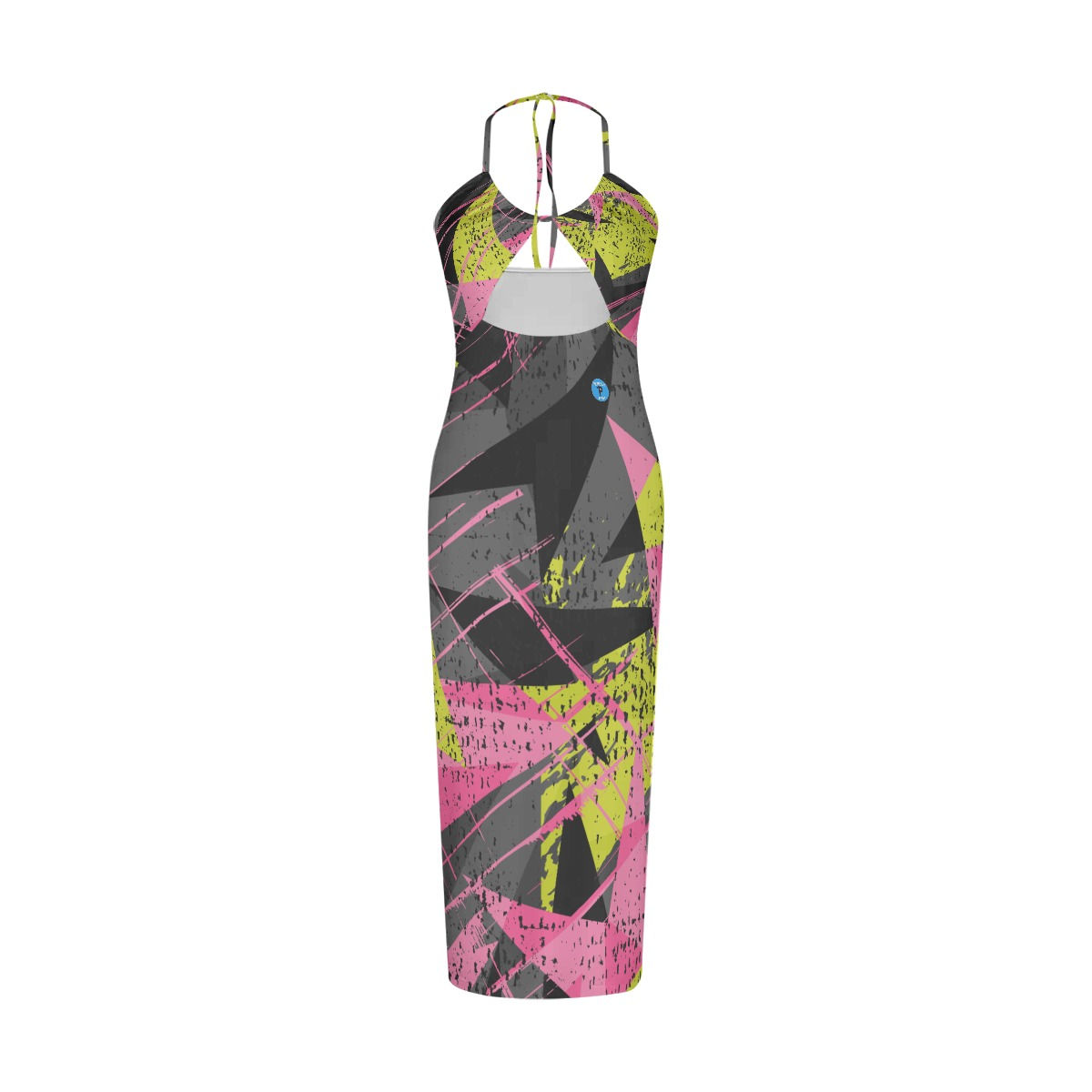 Pink - Yellow geometric Print Women's Sexy Hollow Cami Dress. (SPI)