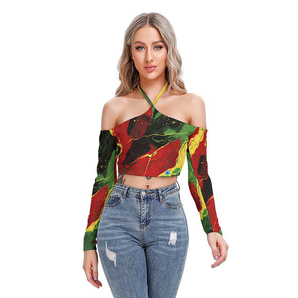 Thumbnail: BHM marble Women's Halter Lace-up Top. (SPI)