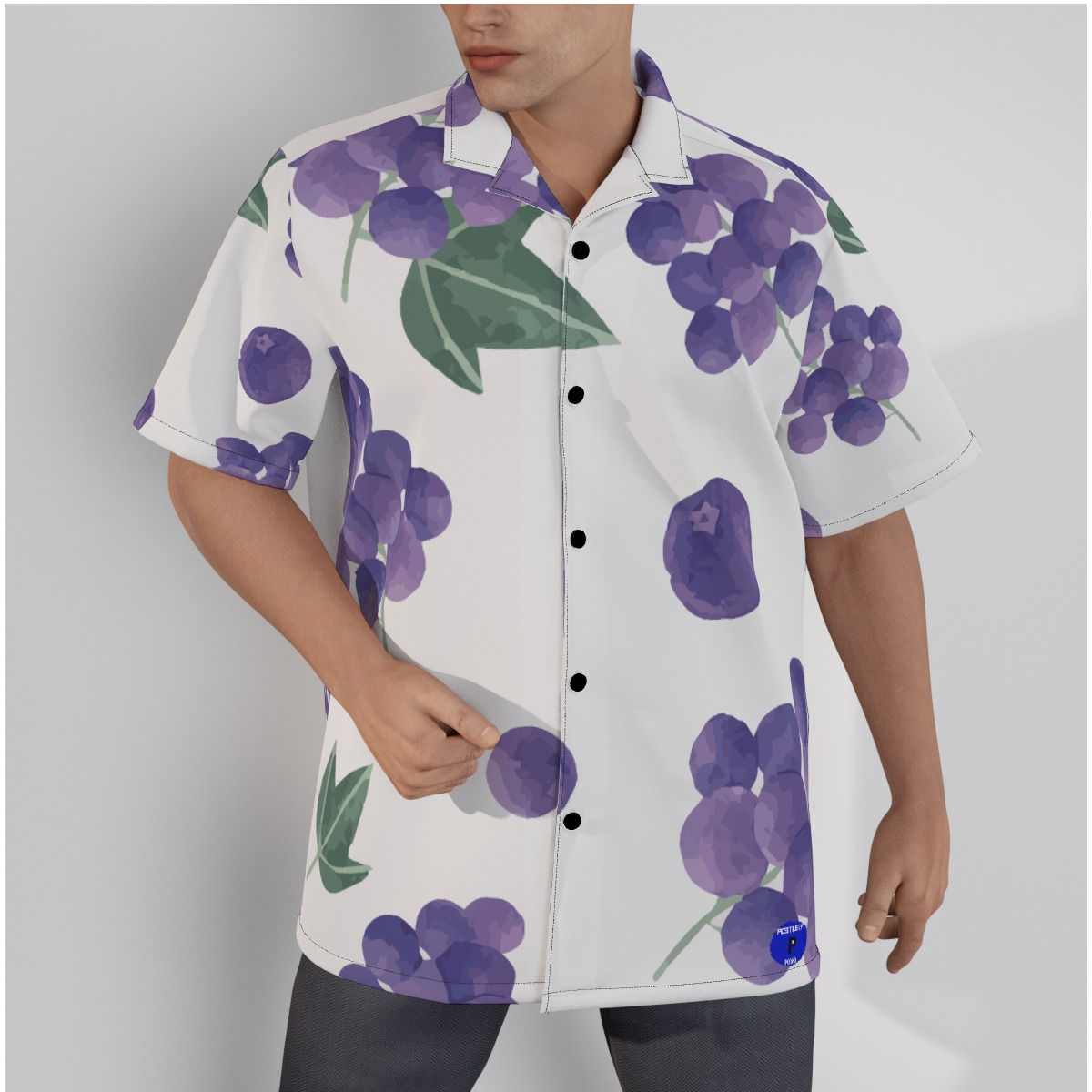 Grapes All-Over Print Men's Hawaiian Shirt With Button Closure. (SPI)