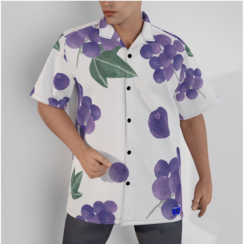 Grapes All-Over Print Men's Hawaiian Shirt With Button Closure. (SPI)