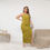 Thumbnail: Gold Grain Oblique-Shoulder Exposure Dress With Side Split (Plus Size). (SPI)